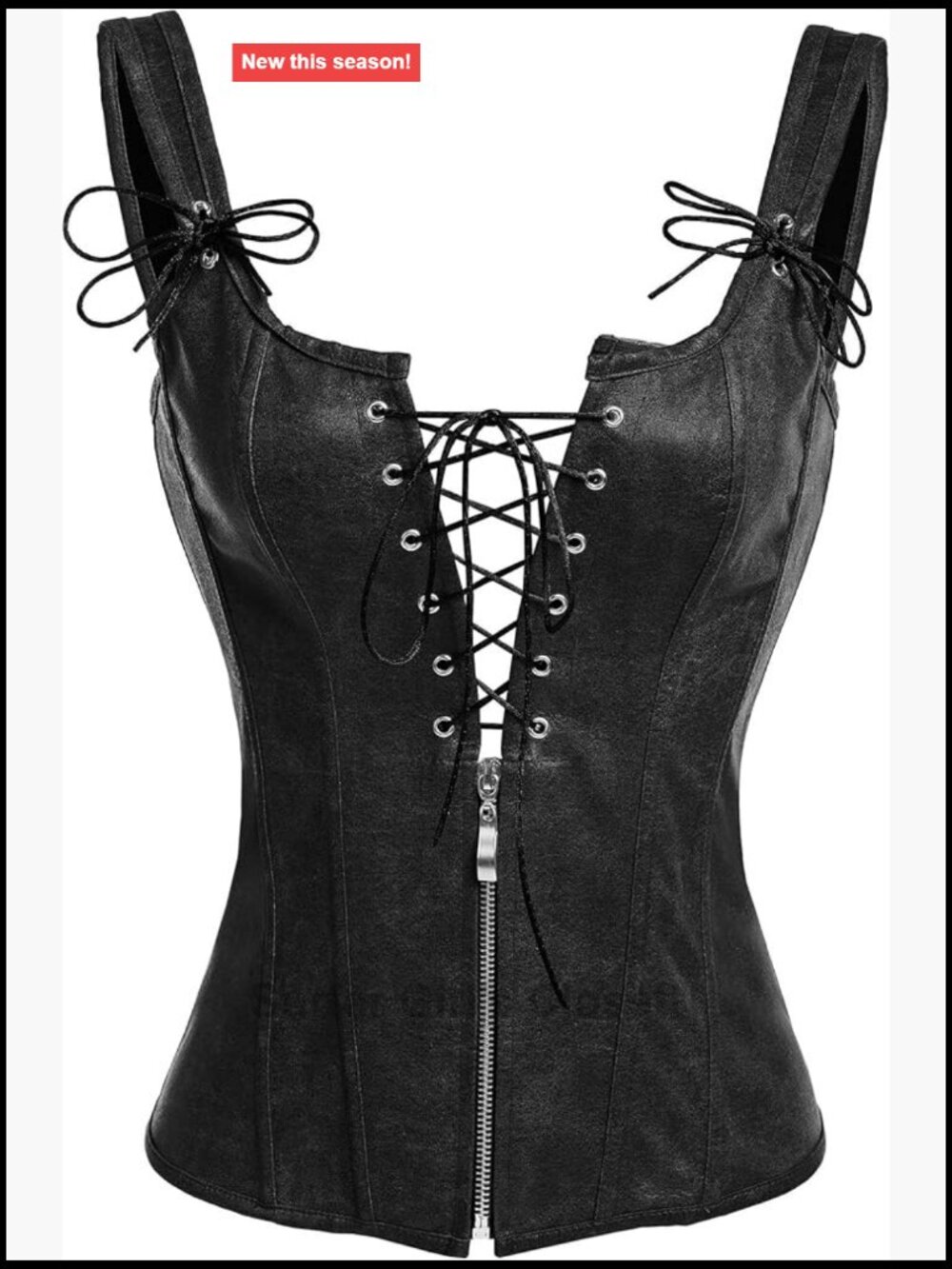 PVC Corset Lace Up Boned Bustier Garter Straps Steampunk Zip Front